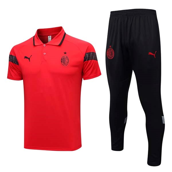 Polo AC Milan Conjunto Completo 2023/24 Rojo Negro